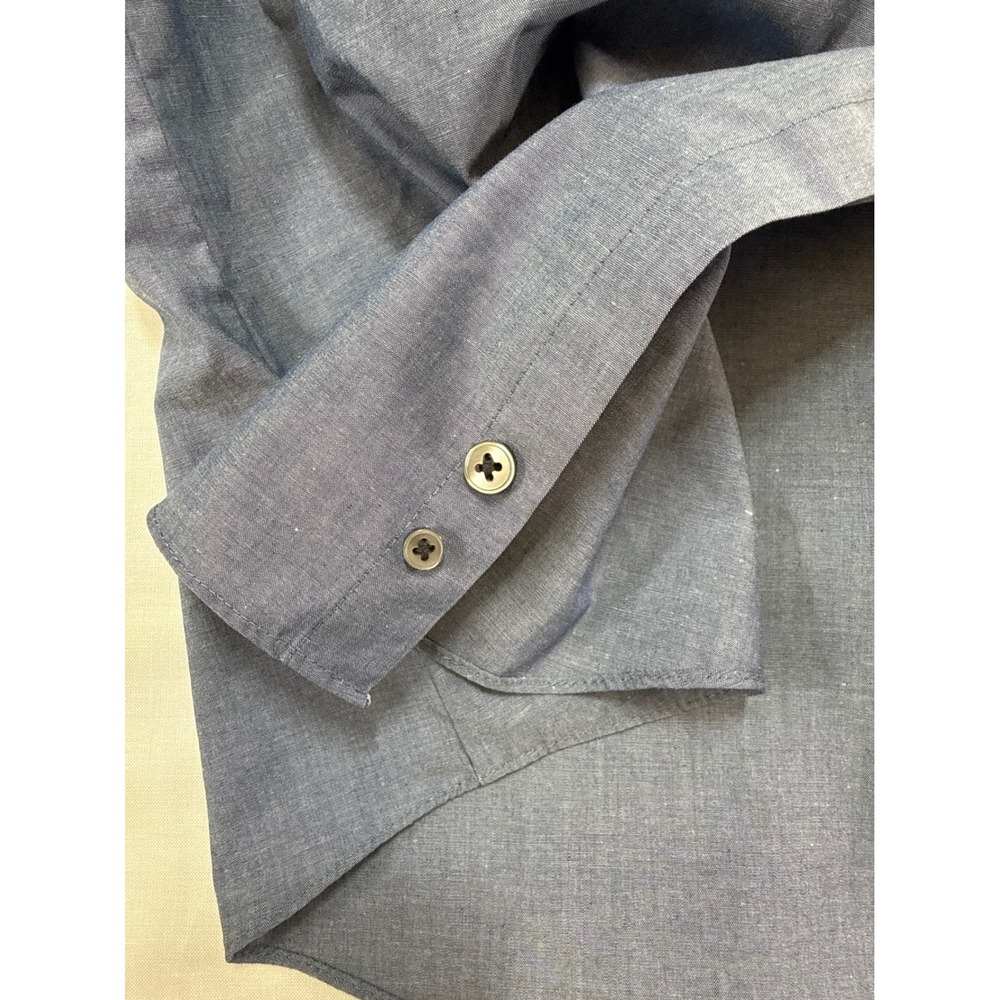 JF J.Ferrar Mens Modern Fit Blue Long Sleeve Button Down Dress Shirt 16-16.5 L - Picture 4 of 6